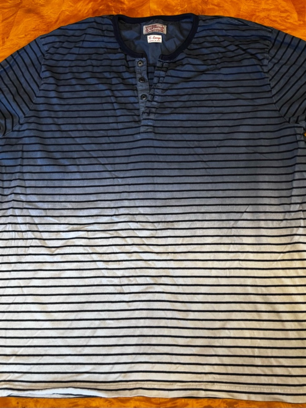 Lucky Brand Blue Ombre Stripe Henley Tee